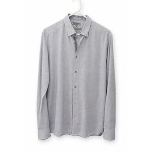 Ted Baker London Button Front Shirt Women's Size 6 Gray Geo Print Long Sleeve